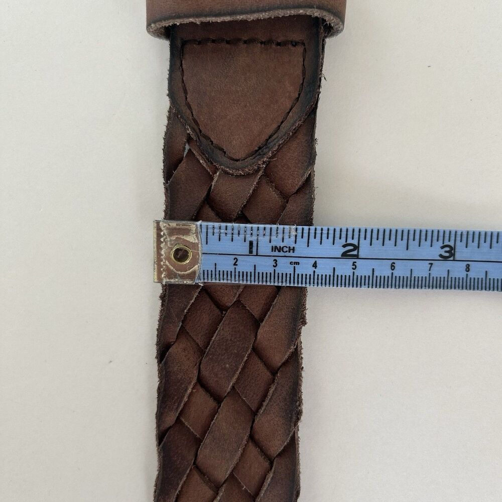 J Crew Braided Genuine Leather Belt Mens Size 36 Woven Brown 1.5” - Picture 8 of 9